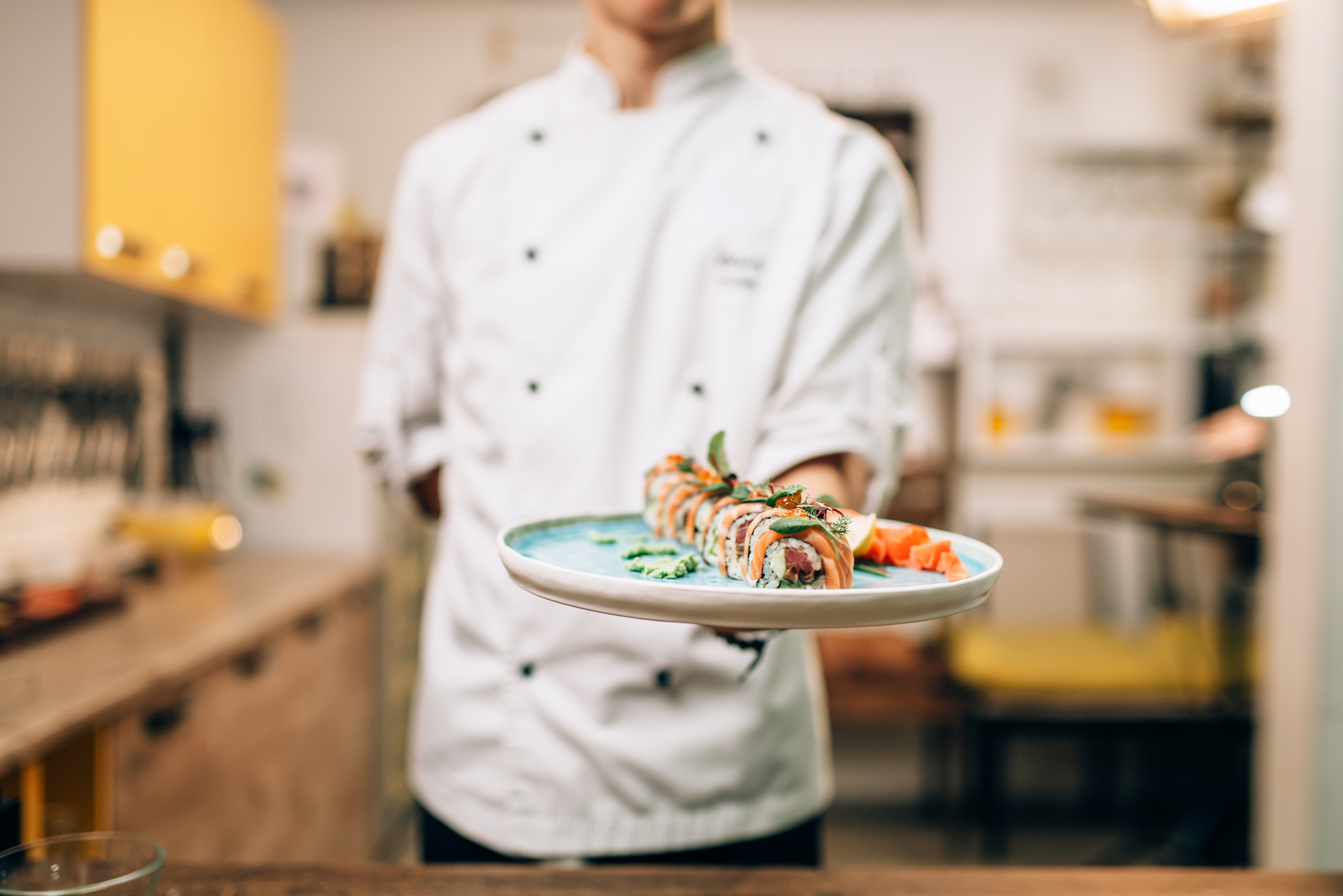 Sushi being prepared fresh